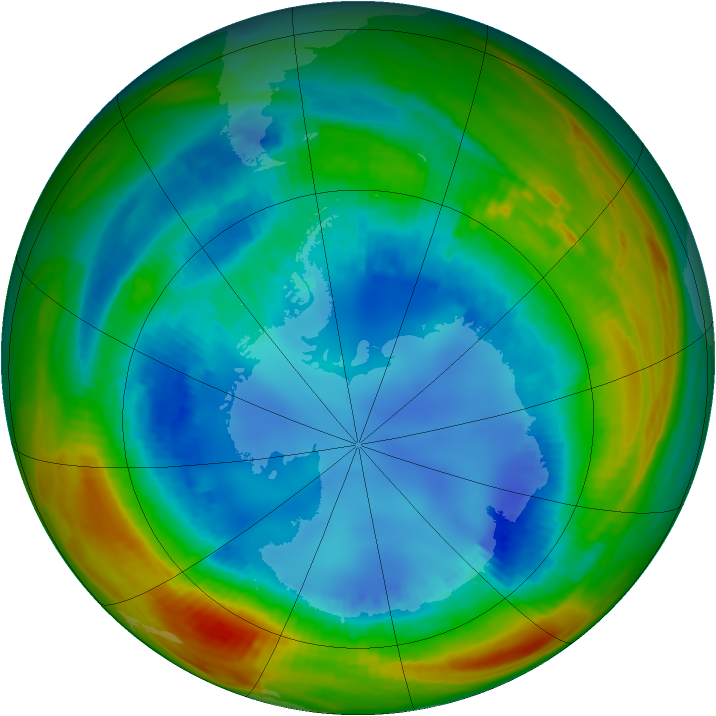 Antarctic ozone map for 16 August 1991